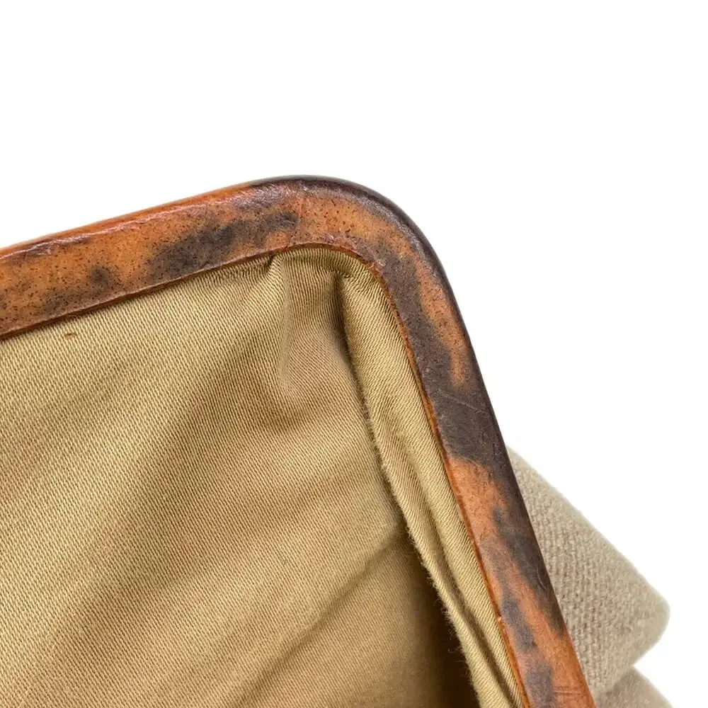 Miu Miu Handbag Beige Brown Canvas Leather Natural Fiber